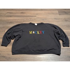 Vintage Mickey  Co Disney Sweatshirt 3X Black Embroidered Made in USA 90s Crew