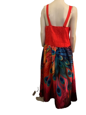 BeBe style dress maxi peacock embroidery colorful fabrics size 3XL NEW