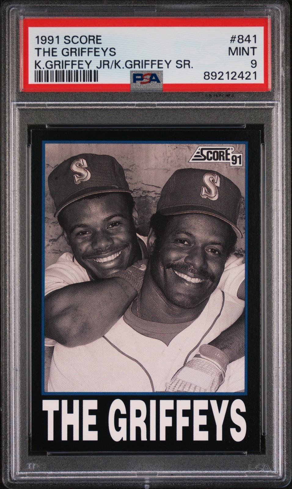 The Griffeys 1991 Score #841 Ken Griffey Sr Jr PSA 9