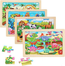 Puzzles for Kids Ages 4-6, 4 Packs 24 Piece Wooden Jigsaw Puzzle for Toddlers 5-
