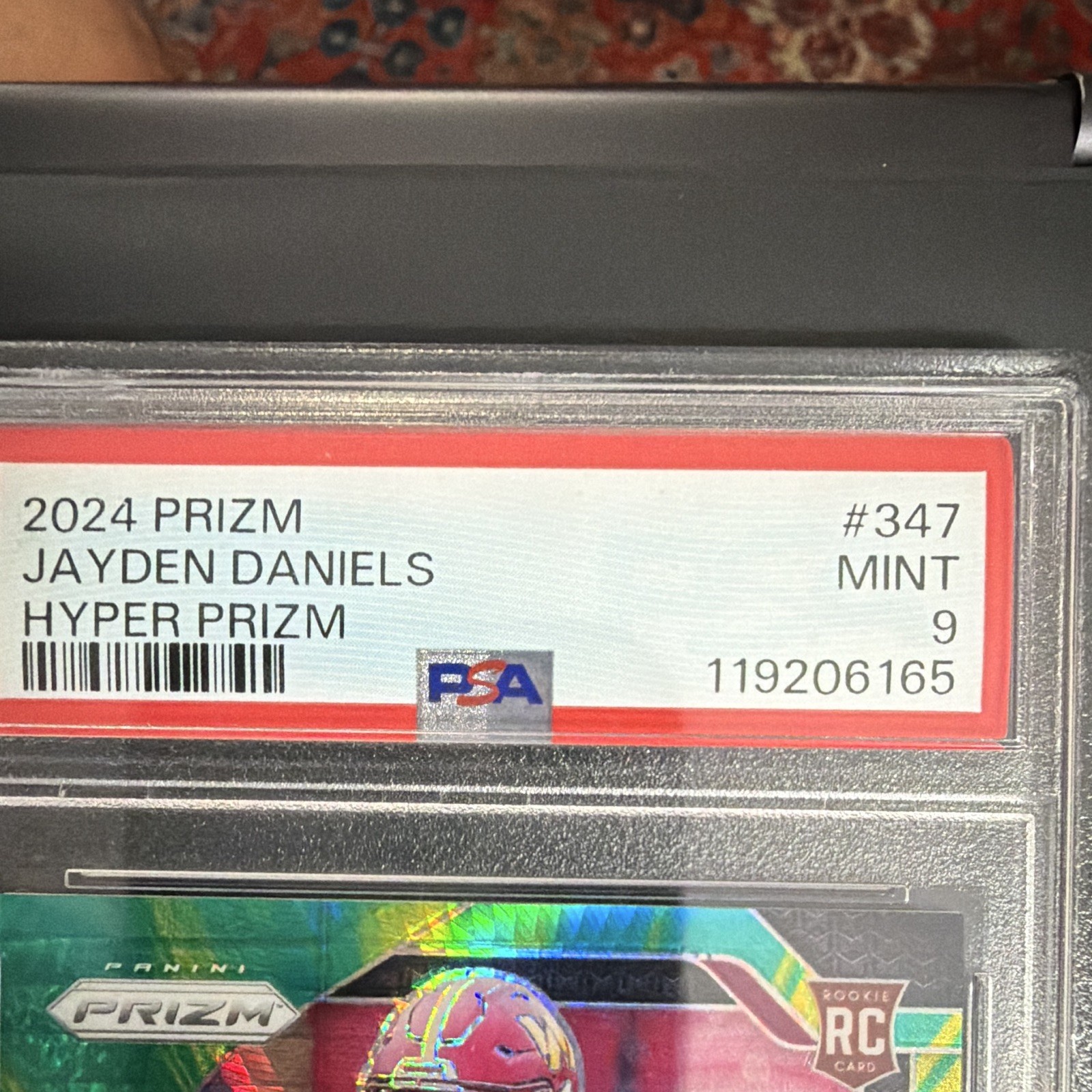 Panini 2024 Prizm Rookies Jayden Daniels #347 Hyper Prizm /180 PSA 9 RC view 2