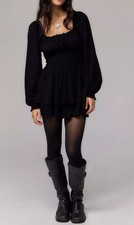 Urban Outfitters Kimchi Blue Rosie Playsuit Black Romper Dress, medium RRP £49