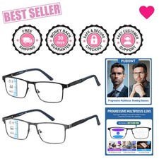 Stylish Blue and Black Progressive Reading Glasses - 2 Pack, Blue Light Blockers