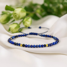 Natural Lapis Lazuli 3mm Beads Healing Reiki Crystal Minimalist Dainty Bracelet