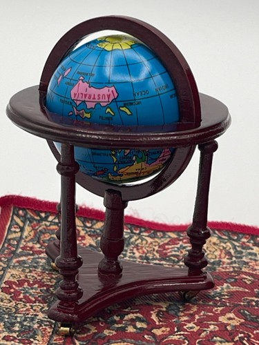 Doll House Office Furniture Desk Chair Globe Rug - Picture 2 of 11
