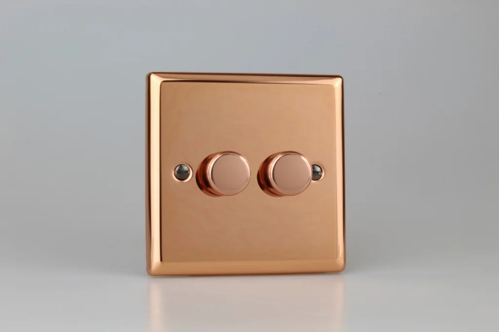 Dimmer Copper V-Pro Urban Polished 120w Max 2-Gang 2-Way Varilight JYP252.CU