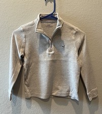 Vineyard Vines Youth 7 Gray Quarter Zip Pullover Sweatshirt Whale Logo 3k001859