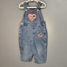 Vintage Disney Minnie Mouse overalls embroidered patches and heart designs