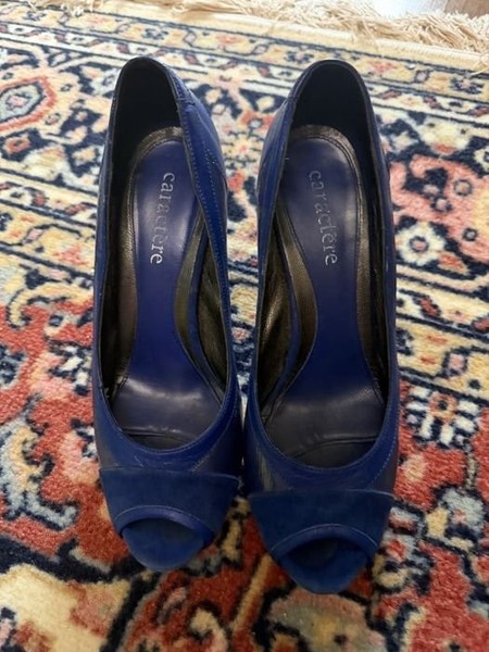 Women Heels Navy Leather 38