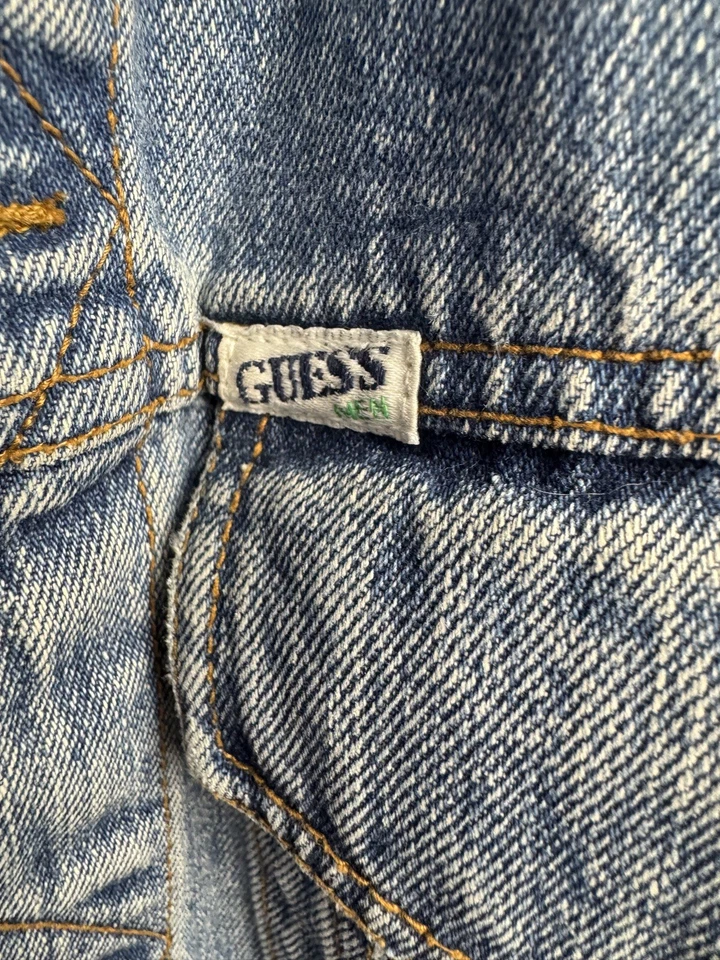 Chaqueta de mezclilla Guess de colección años 80 para hombre grande Georges Marciano de mezclilla lavada con ácido camionero Foto 2 de 4