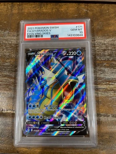 POKEMON 2021 SWSH Evolving Skies Full Art GYARADOS V #171 PSA 10 Gem Mint RARE