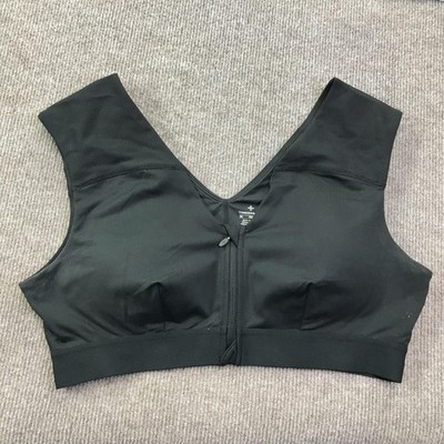 Tommie Copper Sports Bra Womens 2XL Black Front Zip Copper Znergy Support Mesh