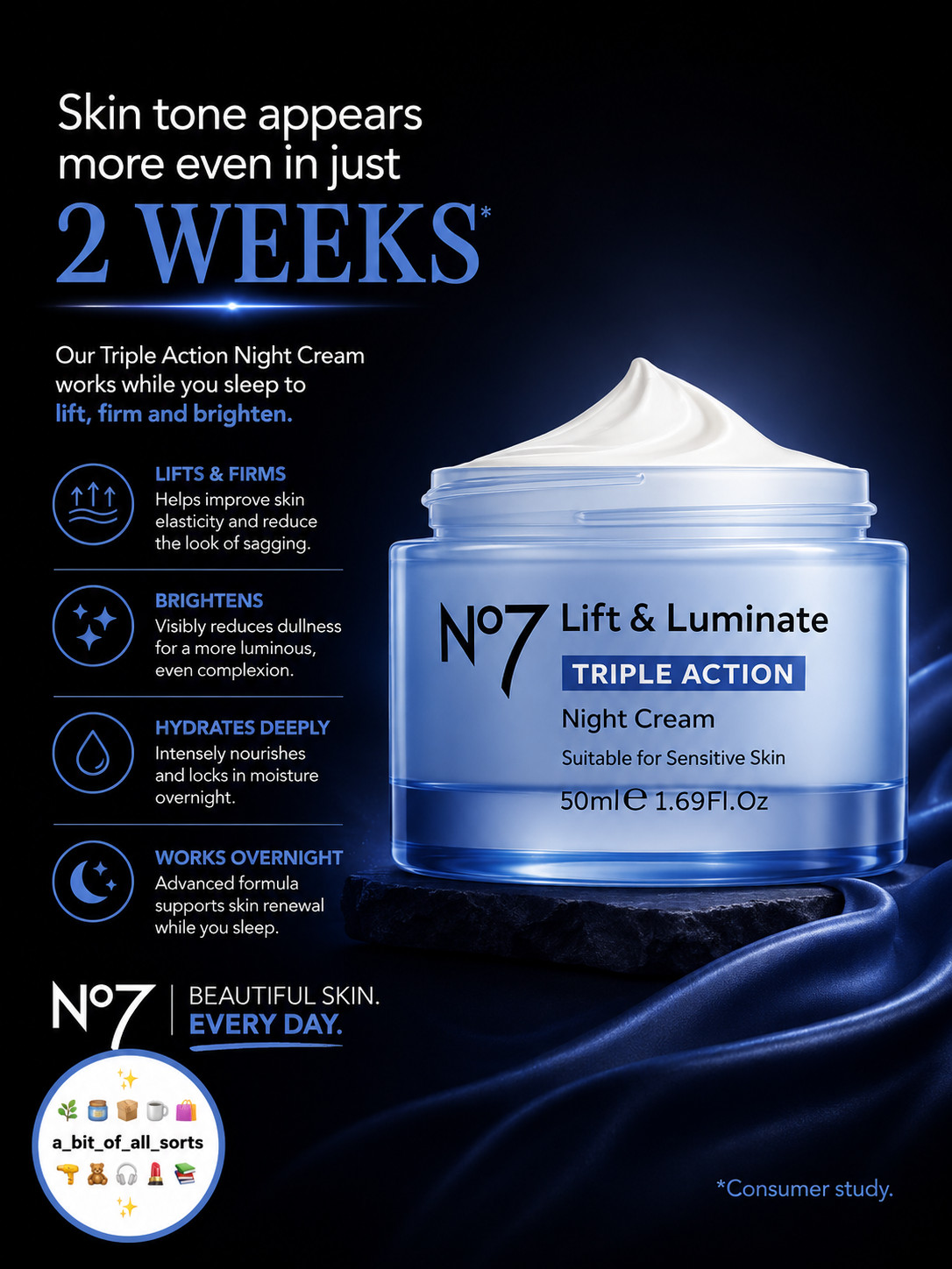 No7 Lift and Luminate Triple Action Night Cream - 50ml