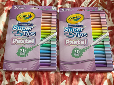 CRAYOLA WASHABLE PASTEL SUPER TIPS MARKERS, 2 BOXES OF 20, total of 40 markers!