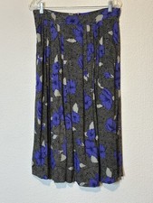 Vintage 90s Y2K Maren Midi Skirt Black Purple Floral Sz14 31x31 Fairy Whimisgoth