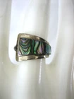 VINTAGE STERLING SILVER SIGNED MCC MEXICO ABALONE RING  SIZE 5