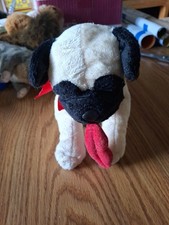 Pug Perro Peluche Goffa Peluche Cachorro 8" Arco Rojo