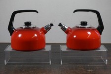 1/2 Kessel Wasserkessel Pfeife Flötenkessel Pfeifkessel Rot Lava 80er Emaille