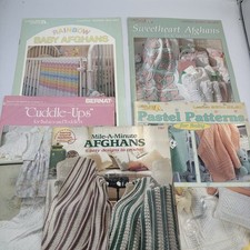 Vintage Crochet Lot -Bernat Cuddle-Ups For Babies, Leisure Arts Baby Afghans 5