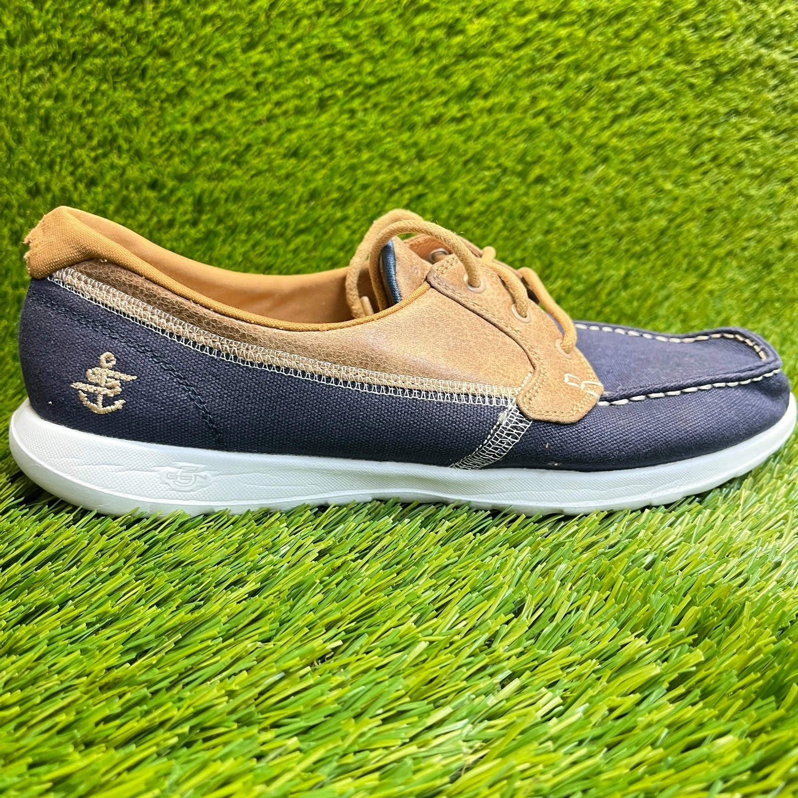 Skechers Go Walk Lite Womens Size 10 Navy Blue Coral Casual Walking Boat Shoes