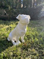 Generic White Staffordshire Bull Terrier Garden Statue, Weather Resistant Resin.