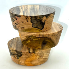 3 SPALTED TULIP POPLAR BOWL BLANKS, 6"x3" BULK LISTING, WOOD LATHE TURNING STOCK
