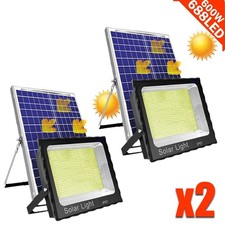 2PKS 600W LED Solar Flood Light Outdoor Street Light Dusk to Dawn Wall Lamp