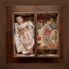 Vintage French Poupee Artist Doll In Trunk