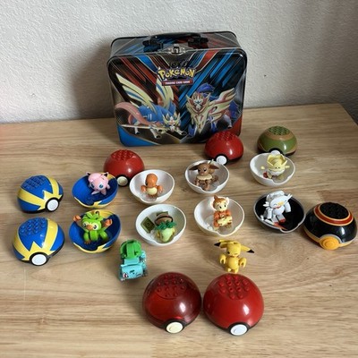 Pokémon Mega Construx Figure Lot Poké Balls Pikachu Eevee w/ Tin Case