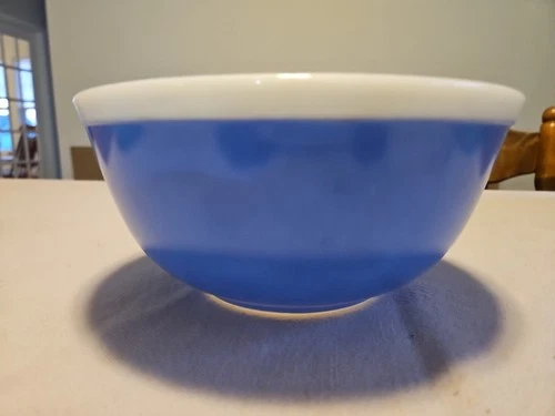 Pyrex Americana Blue 2.5 Qt Mixing Bowl 403 Nesting Dark Turquoise White Rim