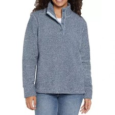  75 NWT EDDIE BAUER L Top Sweatshirt Pullover Fleece Blue Womens