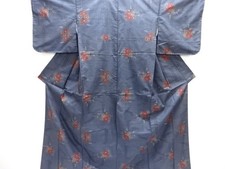 7672915: JAPANESE KIMONO / UNUSED DORO OSHIMA TSUMUGI 5 maruki / WOVEN KIKU 