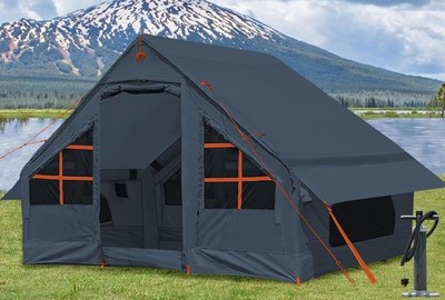 Inflatable Tent With Stove Jack 2-8 Person 4 Season Waterproof