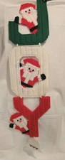 Christmas JOY Wall Hanging Needlepoint Hand Crafted Vintage Santa Claus Country