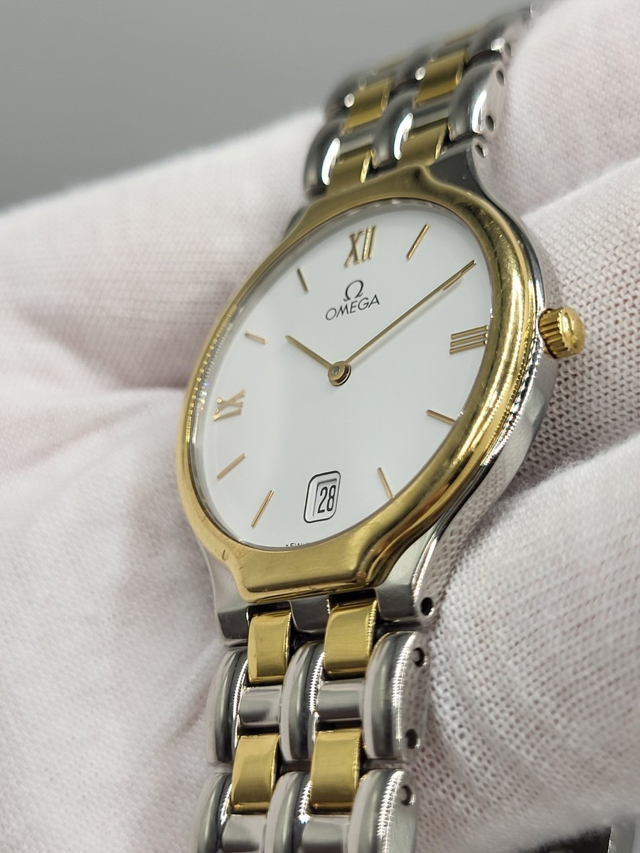 32mm SWISS [N. MINT] 1998 Omega DeVille 18K Solid Gold S.Steel