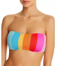 Trina Turk 25th Anniversary Sunrise Stripe Bandeau Bikini Top Colorful Size 10