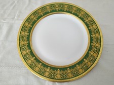 RARE ASSIETTE EN PORCELAINE DE LIMOGES BERNARDAUD VERT EMPIRE ET OR FIN