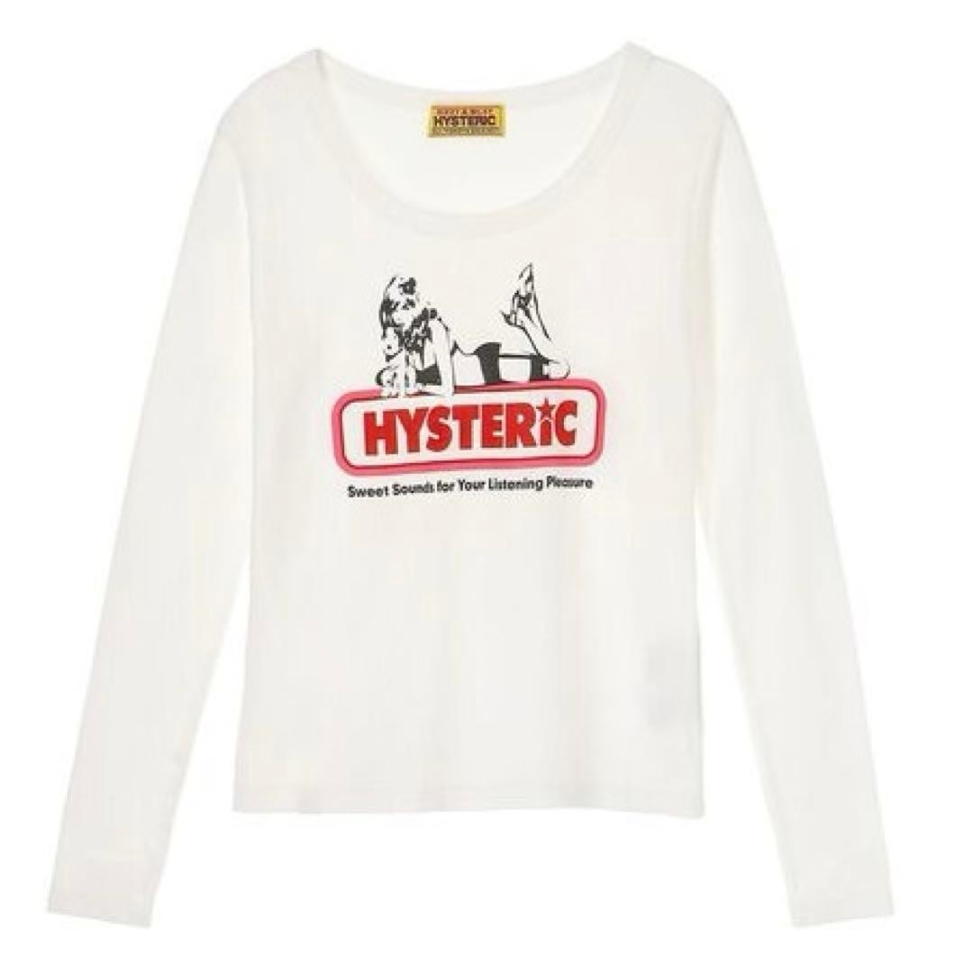 Hysteric Glamour White Long Sleeve T-Shirt Logo Print Free Size Excellent