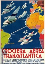 Crociera Aerea Transatlantica c1920s poster da viaggio italiano - 24x32"