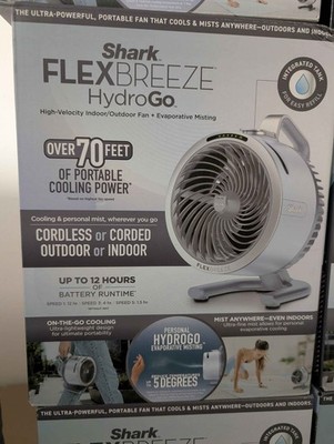 Shark FlexBreeze HydroGo 5-Speed Mising Portable Fan in Dark Grey