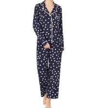 Kate Spade Dream a Little Dream Polka Dot Pajama Set in Navy Pink Size Medium