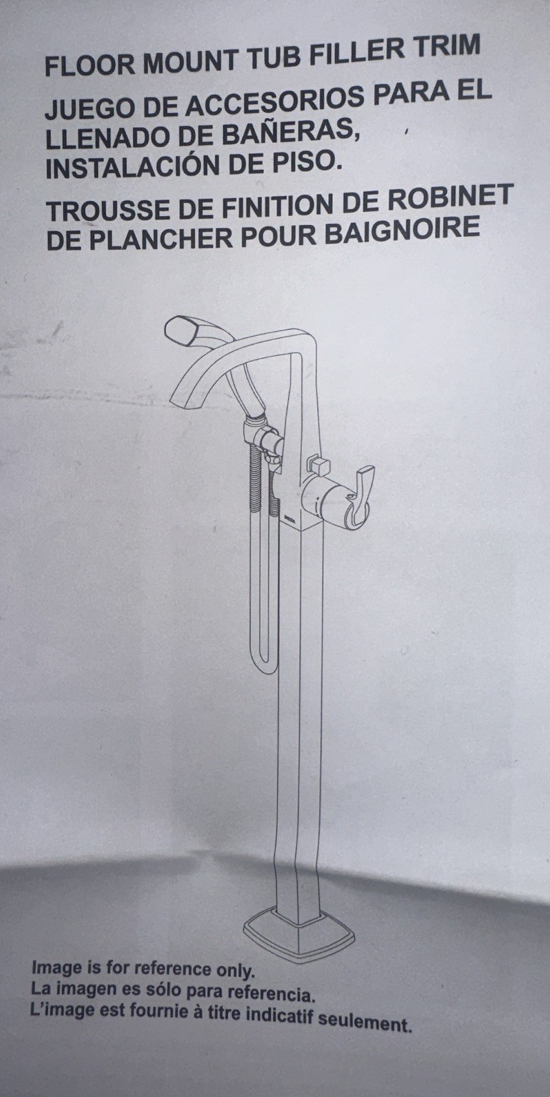 Delta T4759-FL Trinsic Floor Mounted Tub Filler - Chrome With Hose And Hand Show