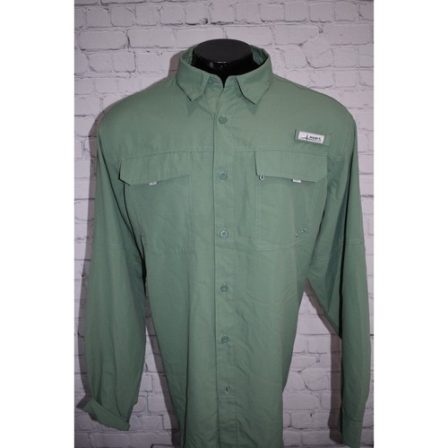 Habit Fishing Shirt Mens Size XL Performance Polyester Hiking Camping Green - Picture 2 of 7