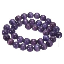 38pcs Violet Cat's Eye Stone Beads 10mm Round Crystal Loose Bead