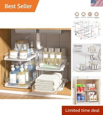 2-Tier Multi-Purpose Bathroom Under Sink Organizers and Storage, Stackable Ki...