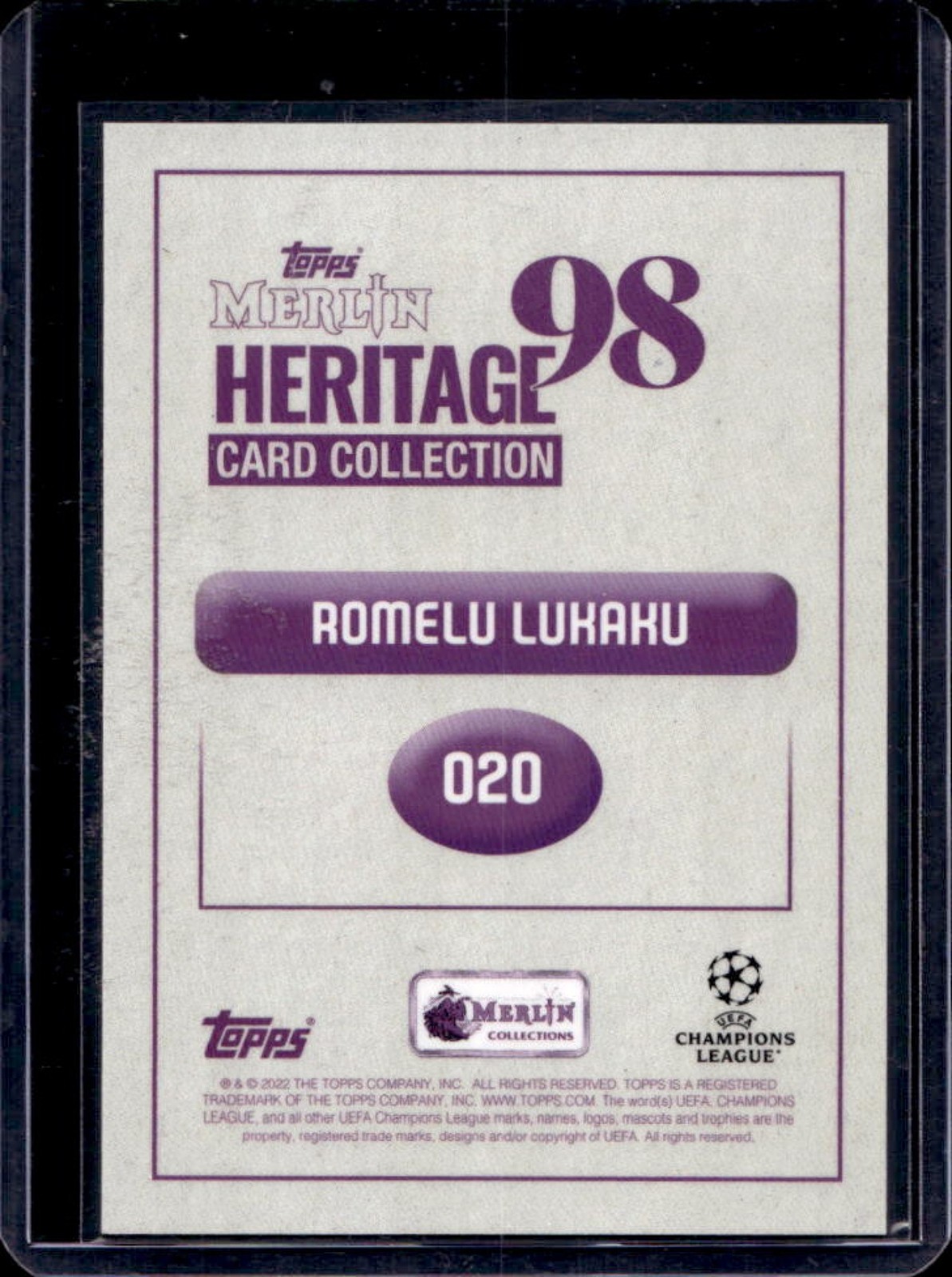 2022-23 Topps Merlin Heritage 98 Romelu Lukaku Auto Autograph Orange #/10 Inter view 2