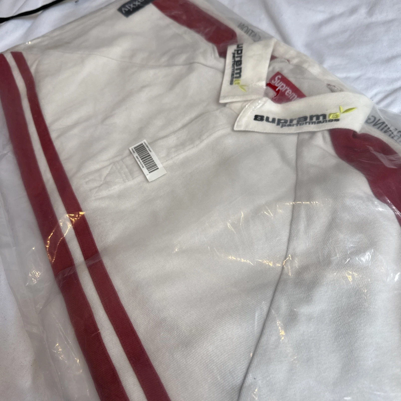 Rugby à rayures thoraciques suprêmes « pierre ». Pull pull haut blanc crème taille L 