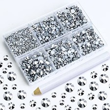4500PCS Resin Flatback Rhinestone, 2mm 3mm 4mm 5mm 6mm Mine Silver Flatback R...