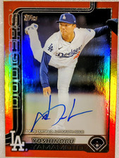 2025 Topps Series 1 Yoshinobu Yamamoto autographed ORANGE FOIL #231 Dodgers #/25