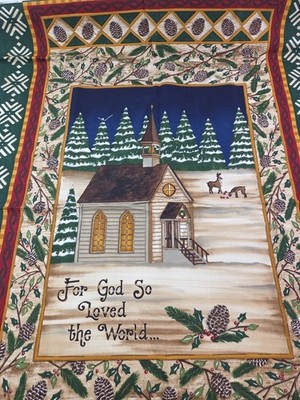 Moda Fabrics Chapel in the Pines Christmas Fabric Panel Wallhanging Quilt 23x43 